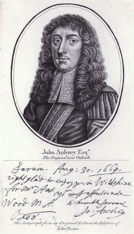 John Aubrey, antiquário inglês, filósofo natural e autor (gravura) de William (after) Faithorne