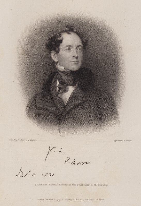 Thomas Moore, poeta e biógrafo irlandês de Lord Byron (gravura) de William (after) Finden