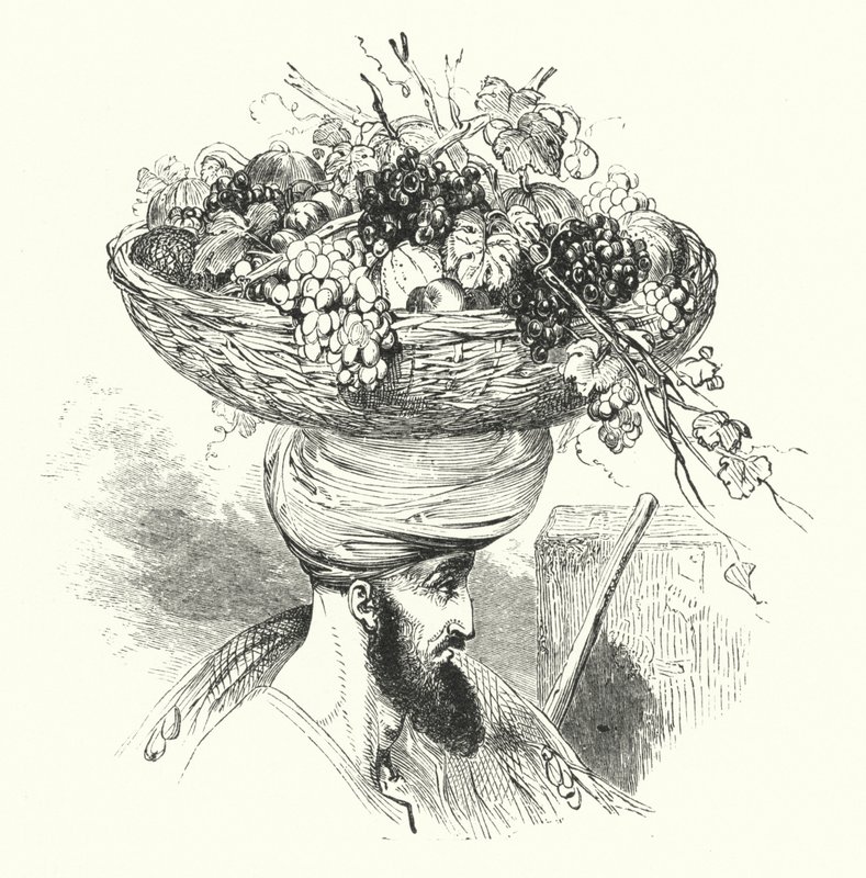 Abd-Allah da Terra carregando um cesto de frutas (gravura) de William (after) Harvey