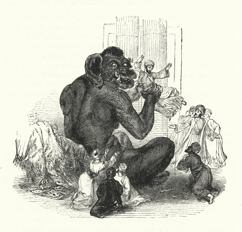 O Gigante e seus prisioneiros (gravura) de William (after) Harvey