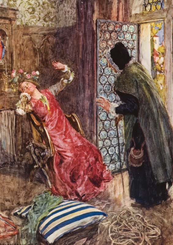 Romeu e Julieta de Shakespeare: Ato III, Cena II (litografia a cores) de William (after) Hatherell