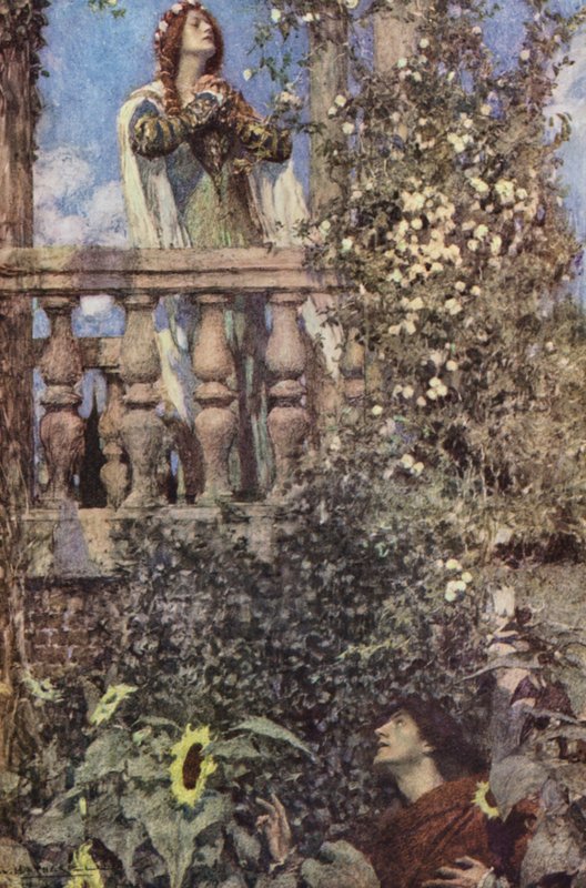Romeu e Julieta de Shakespeare: Ato II, Cena II (litografia a cores) de William (after) Hatherell