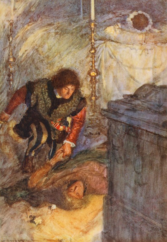 Romeu e Julieta de Shakespeare: Ato V, Cena III (litografia a cores) de William (after) Hatherell