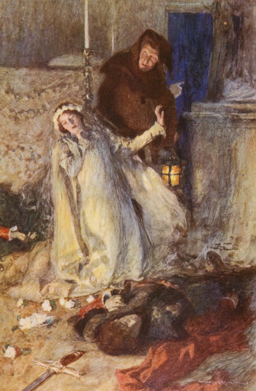 Romeu e Julieta de Shakespeare: Ato V, Cena III (litografia a cores) de William (after) Hatherell