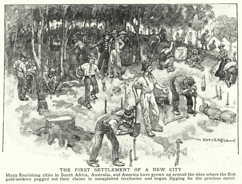 O primeiro assentamento de uma nova cidade (litho) de William (after) Hatherell