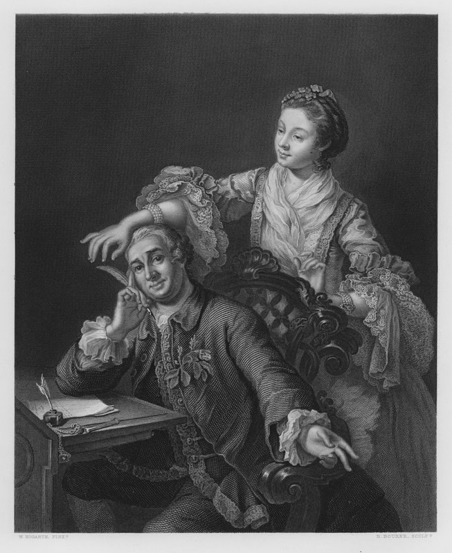 Garrick e Sua Mulher, da foto da Coleção Real (gravura) de William (after) Hogarth