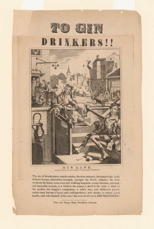 Aviso aos bebedores de gin (litho) de William (after) Hogarth