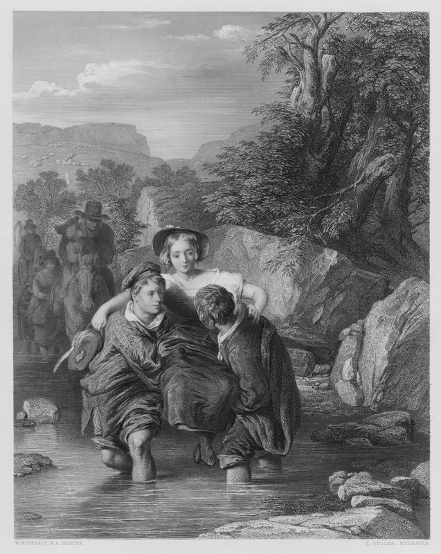 Atravessando o Ford, a partir da foto na Galeria Vernon (gravura) de William (after) Mulready