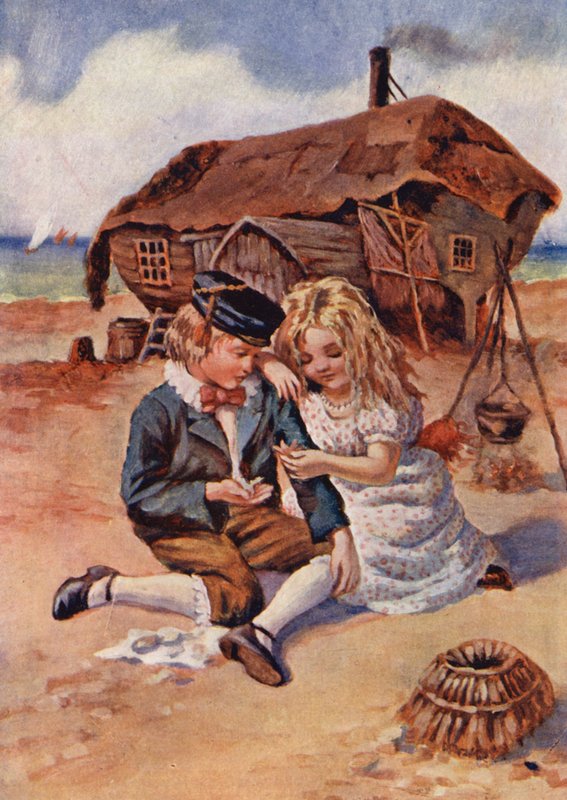 A infância de David Copperfield (litografia a cores) de William (after) Rainey