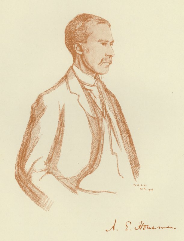 A E Housman, retrato (litho) de William (after) Rothenstein