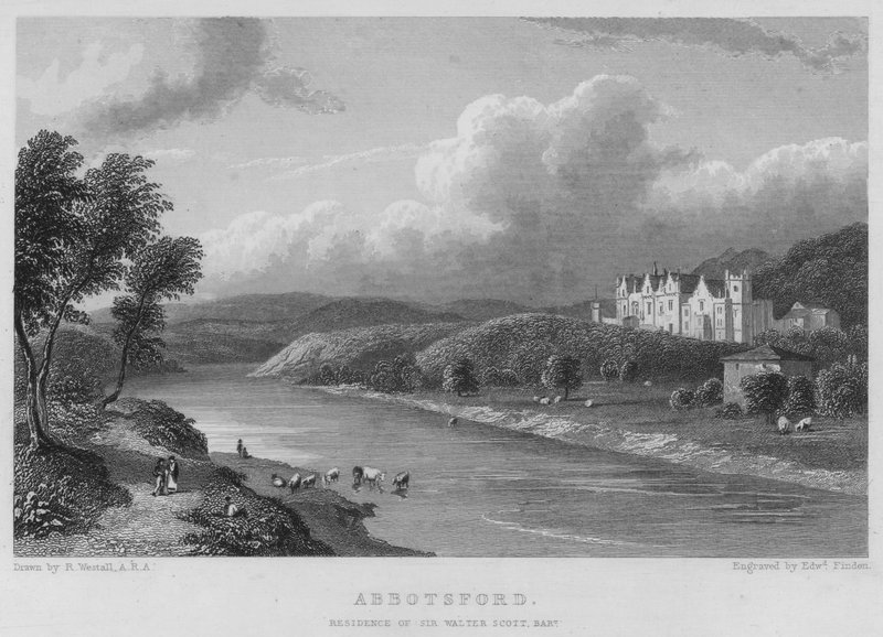 Abbotsford, Residência de Sir Walter Scott, Baronete (gravura) de William (after) Westall