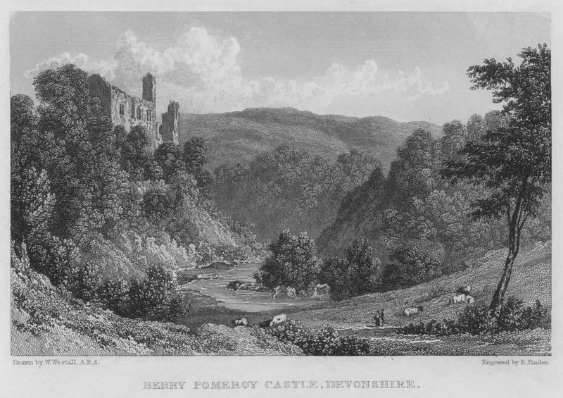 Castelo Berry Pomeroy, Devonshire (gravura) de William (after) Westall