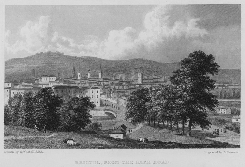 Bristol, da estrada do banho (gravura) de William (after) Westall