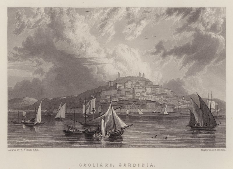 Cagliari, Sardenha (cor litho) de William (after) Westall