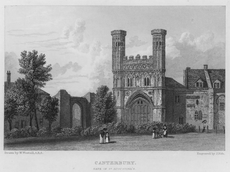 Canterbury, Porta de Santo Agostinho (gravura) de William (after) Westall