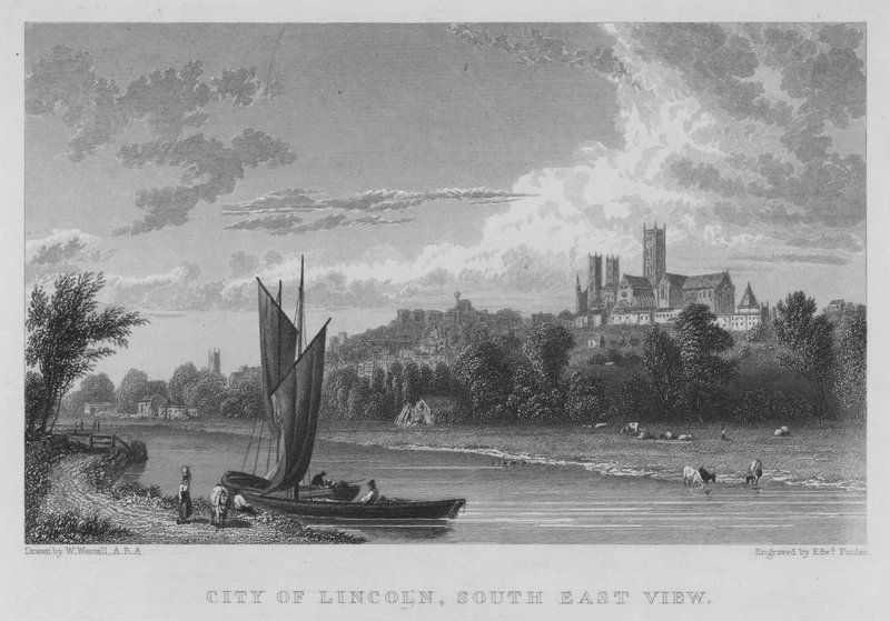 Cidade de Lincoln, Vista Sudeste (gravura) de William (after) Westall