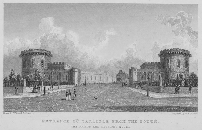 Entrada para Carlisle do Sul, a Prisão e a Casa de Sessões (gravura) de William (after) Westall