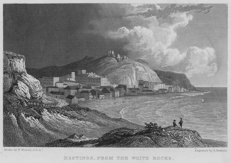 Hastings, a partir das Rochas Brancas (gravação) de William (after) Westall