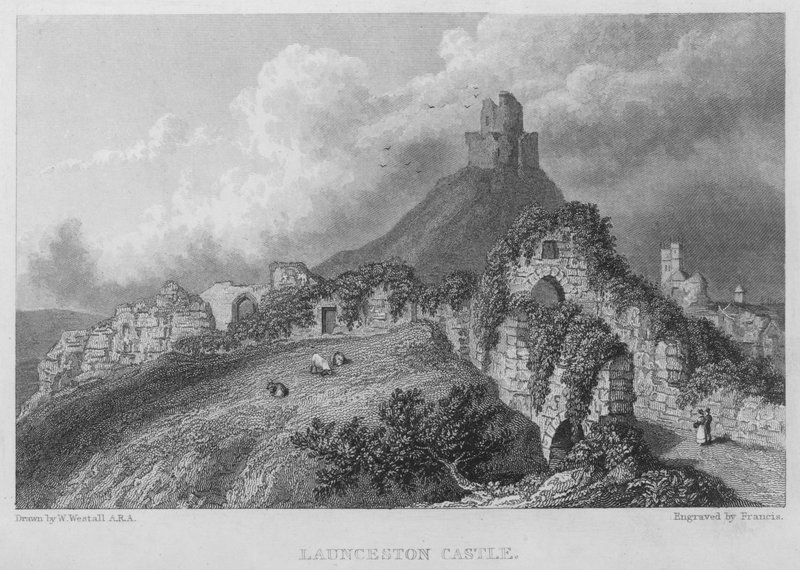 Castelo de Launceston (gravura) de William (after) Westall
