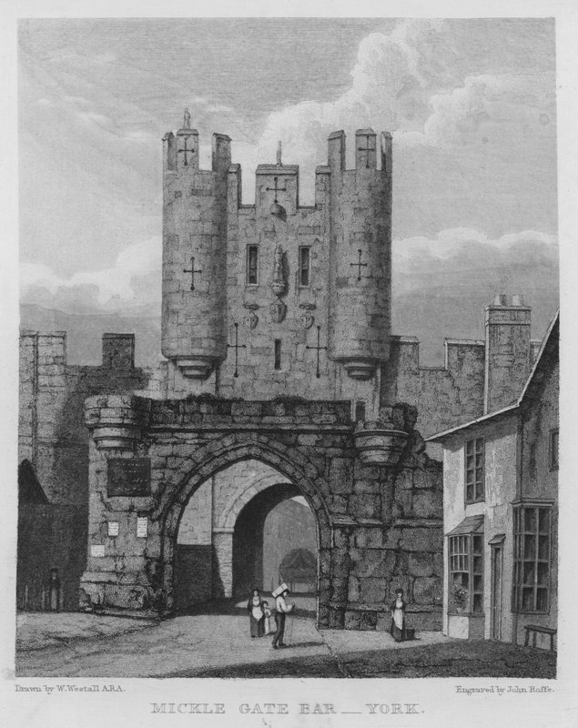 Mickle Gate Bar, York (gravura) de William (after) Westall