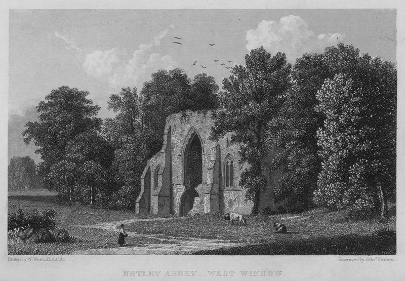 Netley Abbey, Janela Oeste (gravura) de William (after) Westall