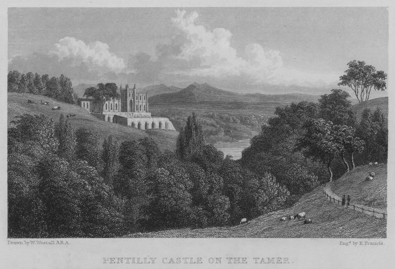 Pentilly Castle on the Tamer (gravura) de William (after) Westall