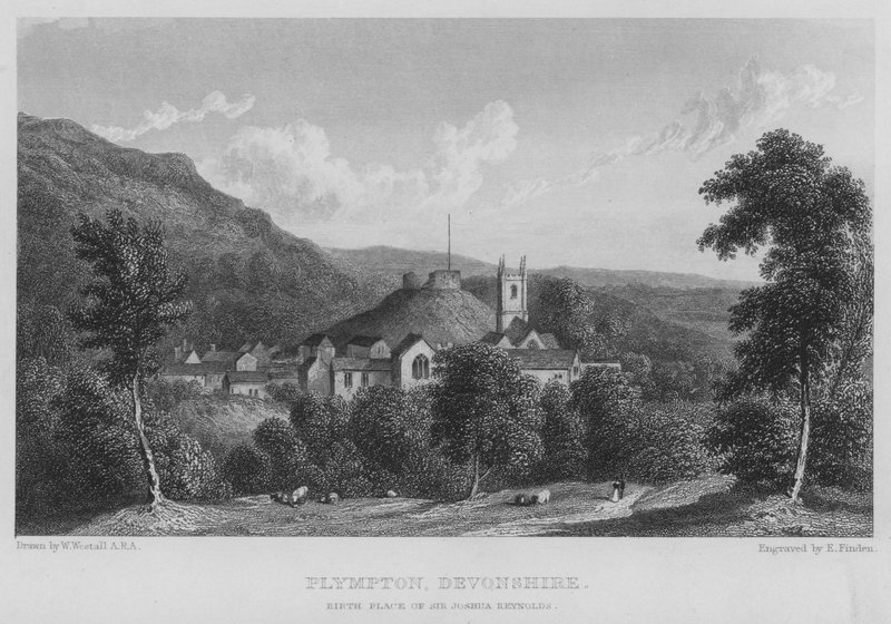 Plympton, Devonshire, Local de Nascimento de Sir Joshua Reynolds (gravura) de William (after) Westall