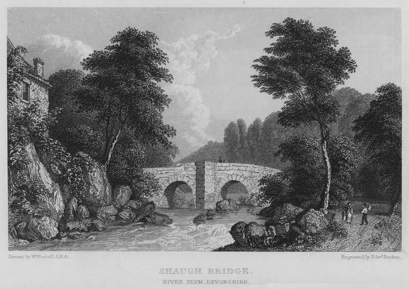 Shaugh Bridge, River Plym, Devonshire (gravura) de William (after) Westall