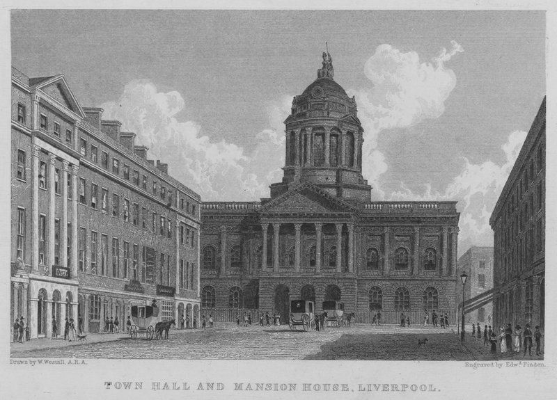 Câmara Municipal e Mansion House, Liverpool (gravura) de William (after) Westall