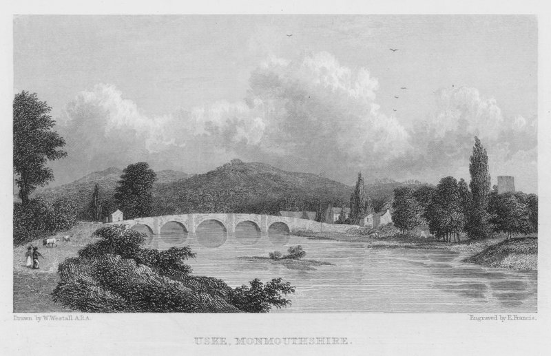 Uske, Monmouthshire (gravura) de William (after) Westall