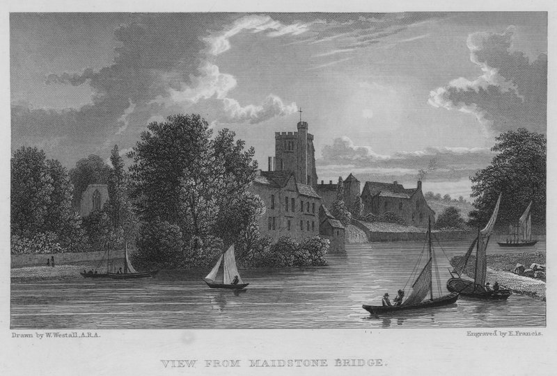 Vista da Ponte Maidstone (gravura) de William (after) Westall