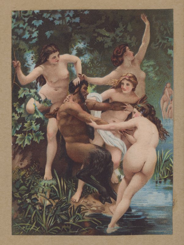 Satyr e ninfas (cromolitho) de William Adolphe (after) Bouguereau