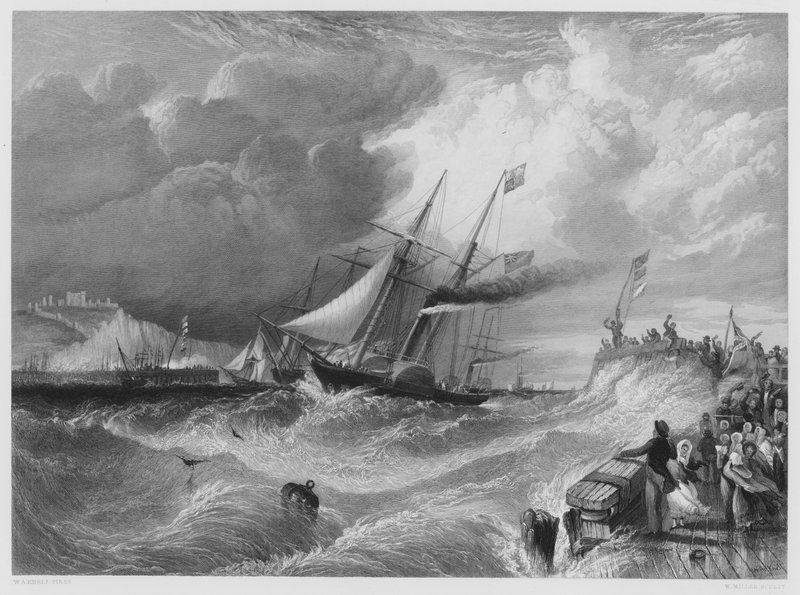 Dover, O desembarque do Príncipe Alberto, da foto da Coleção Real (gravura) de William Adolphus Knell