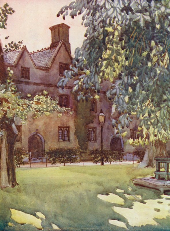 Balliol College a partir do jardim (litografia a cores) de William Ainsworth Wildman