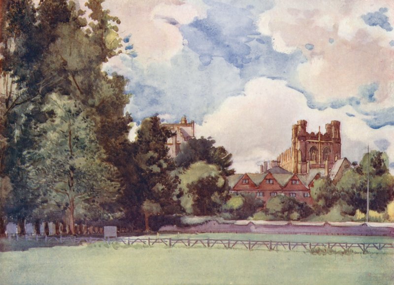 Christchurch Meadows, a estância da moda quando "Tom Brown" e "Verdant Green" eram estudantes (litografia a cores) de William Ainsworth Wildman