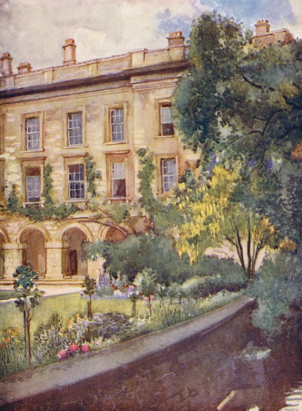 Magdalen College Novos edifícios adjacentes aos bosques de Magdalen (litografia a cores) de William Ainsworth Wildman