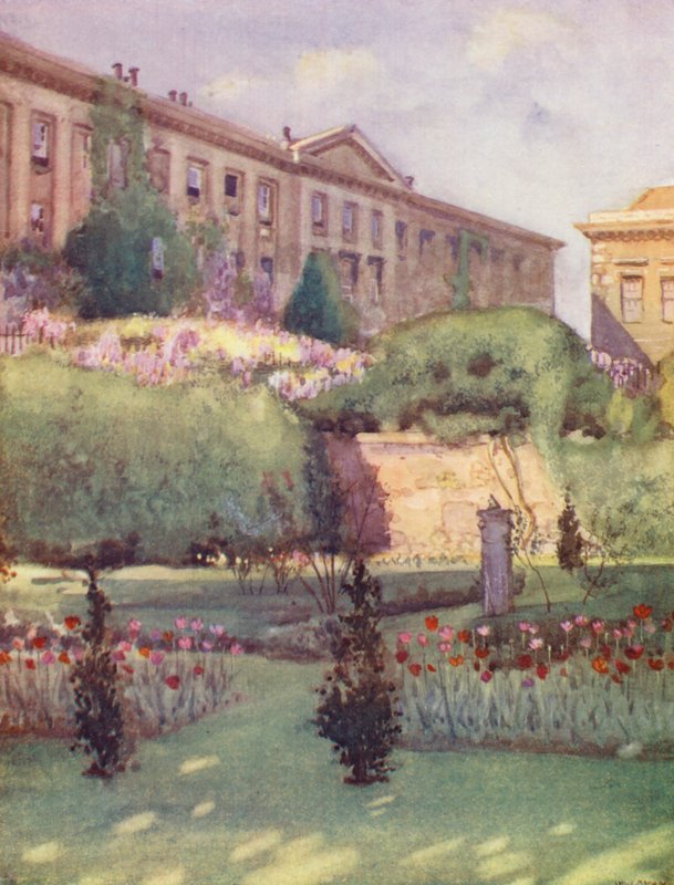Worcester College a partir do jardim do reitor (litografia a cores) de William Ainsworth Wildman