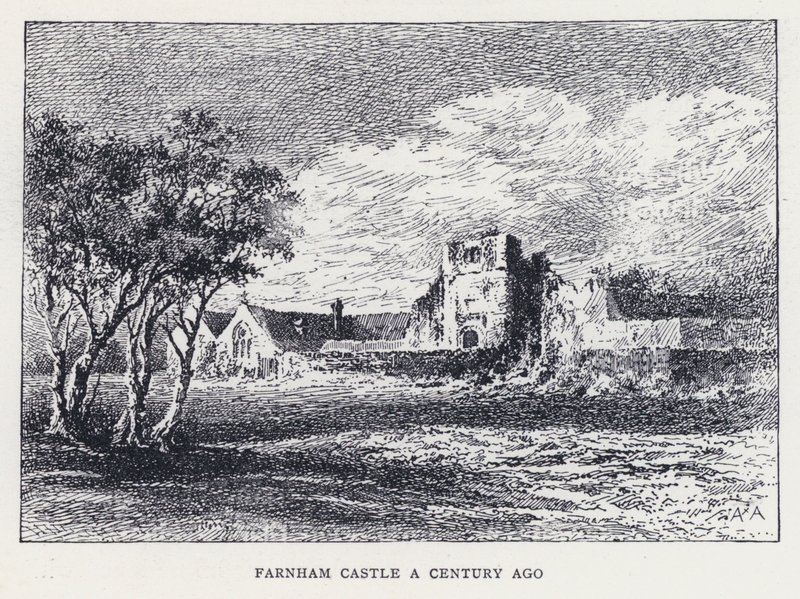 Castelo de Farnham há um século (gravura) de William Alexander Ansted