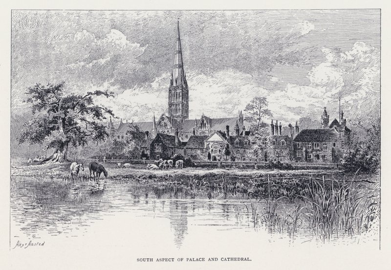 Aspecto Sul do Palácio e da Catedral (gravura) de William Alexander Ansted