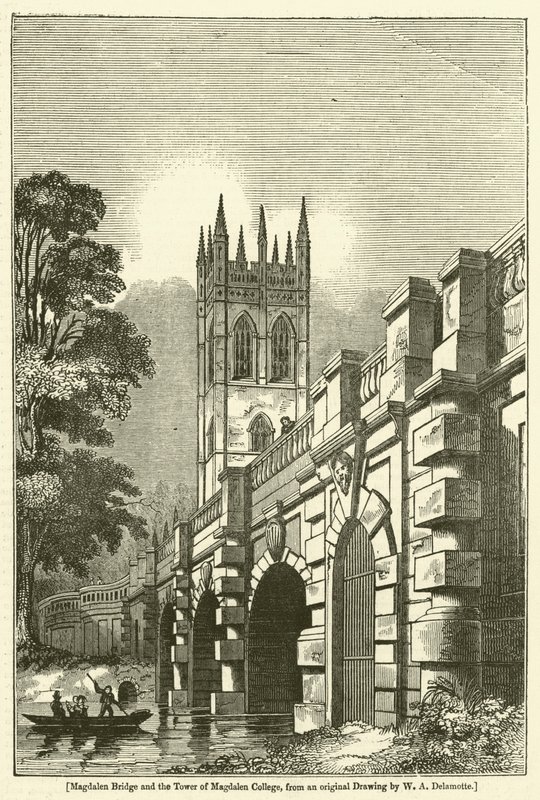 Magdalen Bridge e a Tower of Magdalen College de William Alfred Delamotte