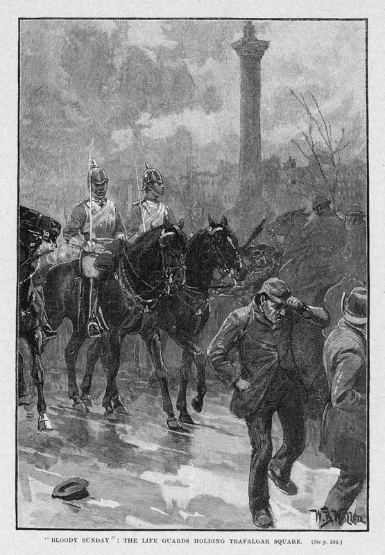 Domingo sangrento: os guardas da vida segurando Trafalgar Square de William Barnes Wollen