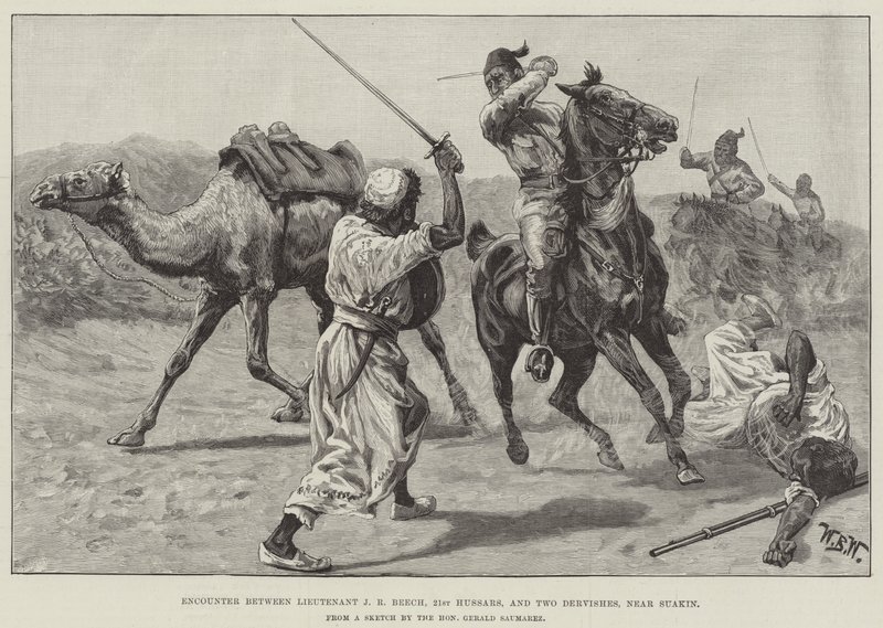 Encontro entre o tenente JR Beech, os 21s Hussars e os dois Dervishes, perto de Suakin de William Barnes Wollen