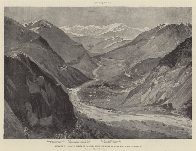 Entrada em Bajaur, Vale do Rio Panjkora, contestada pelos Homens de Umra Khan em 13 de abril de William Barnes Wollen