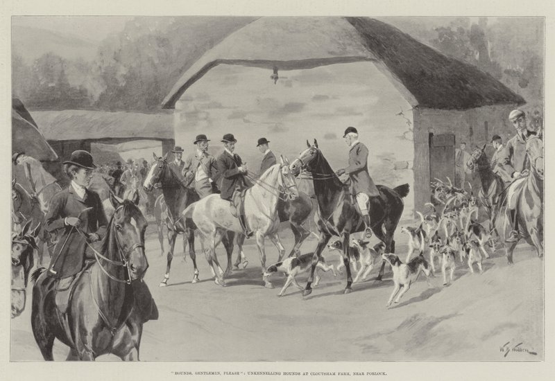 Hounds, Senhores, Por favor, descasque Hounds at Cloutsham Farm, perto de Porlock de William Barnes Wollen