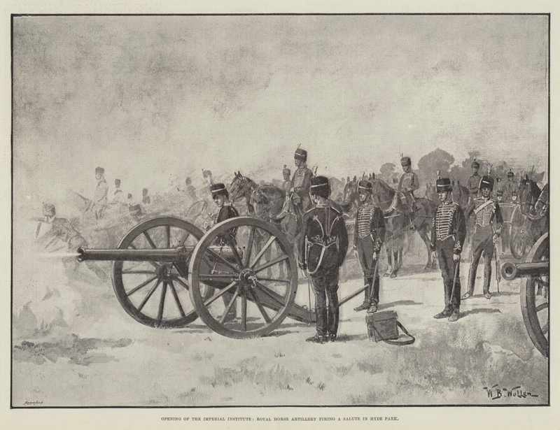 Inauguração do Instituto Imperial, Royal Horse Artillery, disparando uma saudação no Hyde Park de William Barnes Wollen