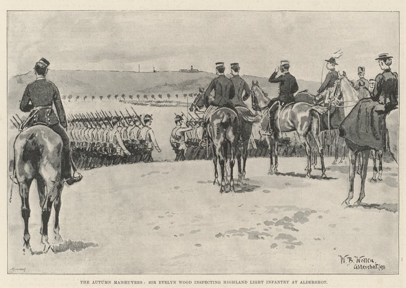As manobras de outono, Sir Evelyn Wood inspecionando Highland Light Infantry em Aldershot de William Barnes Wollen