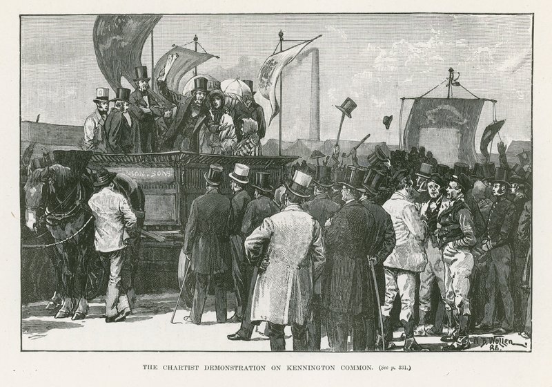 A demonstração cartista em Kennington Common, Londres de William Barnes Wollen