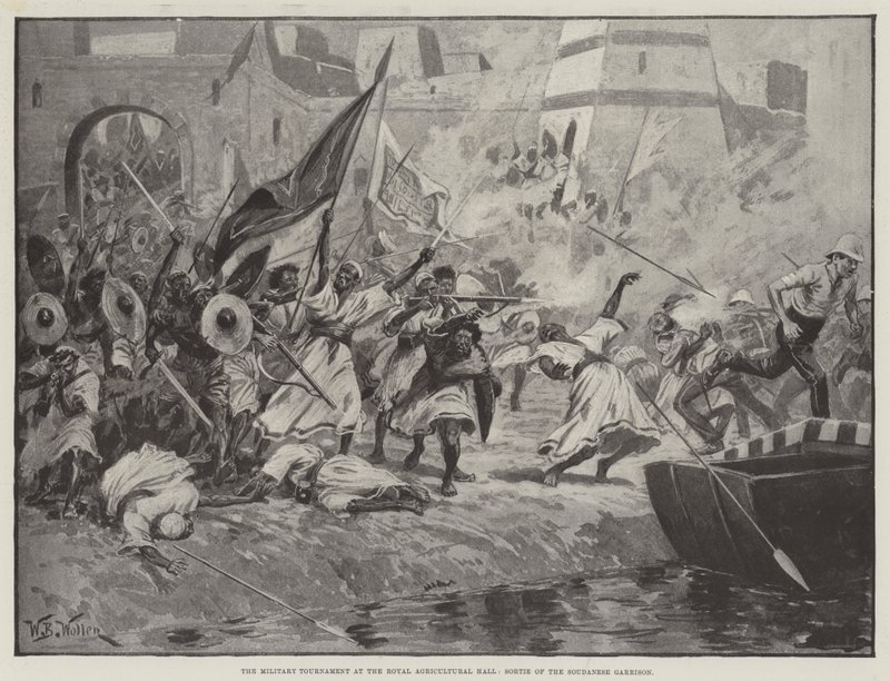 O Torneio Militar no Royal Agricultural Hall, Sortie da Guarnição Soudanese de William Barnes Wollen