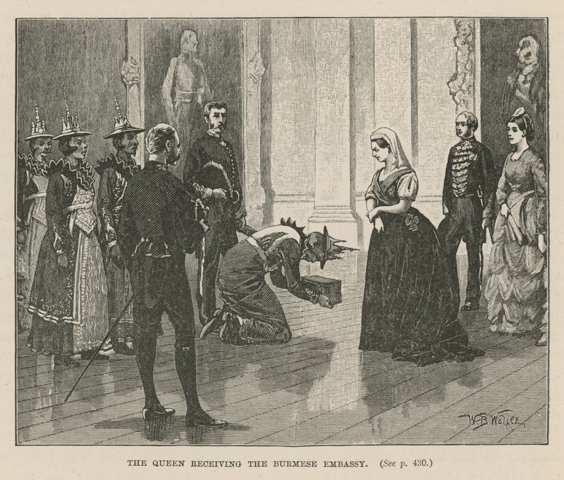 A rainha recebendo a embaixada birmanesa de William Barnes Wollen