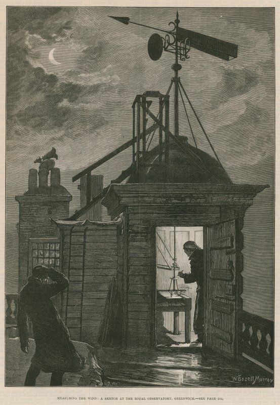 Medindo o vento; Um esboço no Observatório Real, Greenwich (gravura) de William Bazett Murray